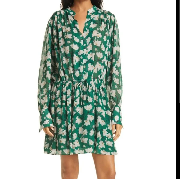 forever 21 green dress Emerald Green Cotton Night Gown with Embroidery Floral Yoke